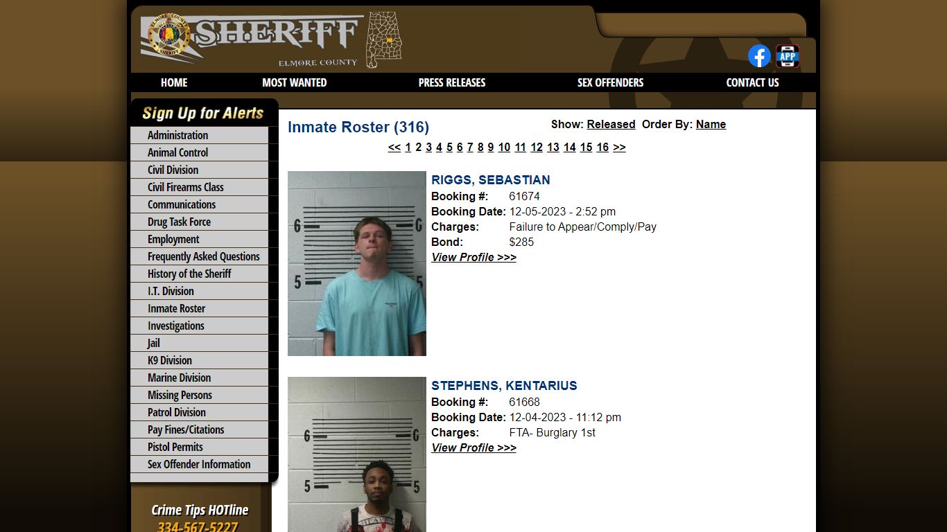 Inmate Roster - Page 2 Current Inmates Booking Date Descending - Elmore ...